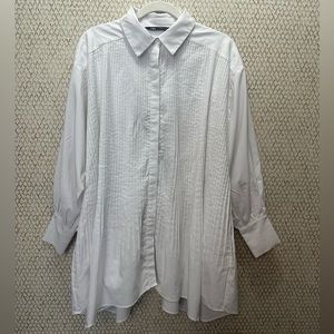 Zara Oversized Pleated White Button Down